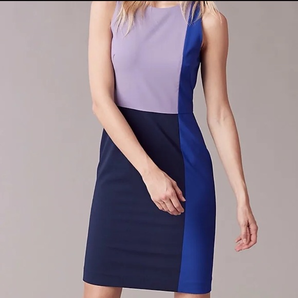 Diane von Furstenberg blue purple color block wool knee length dress size 8 - Picture 3 of 7